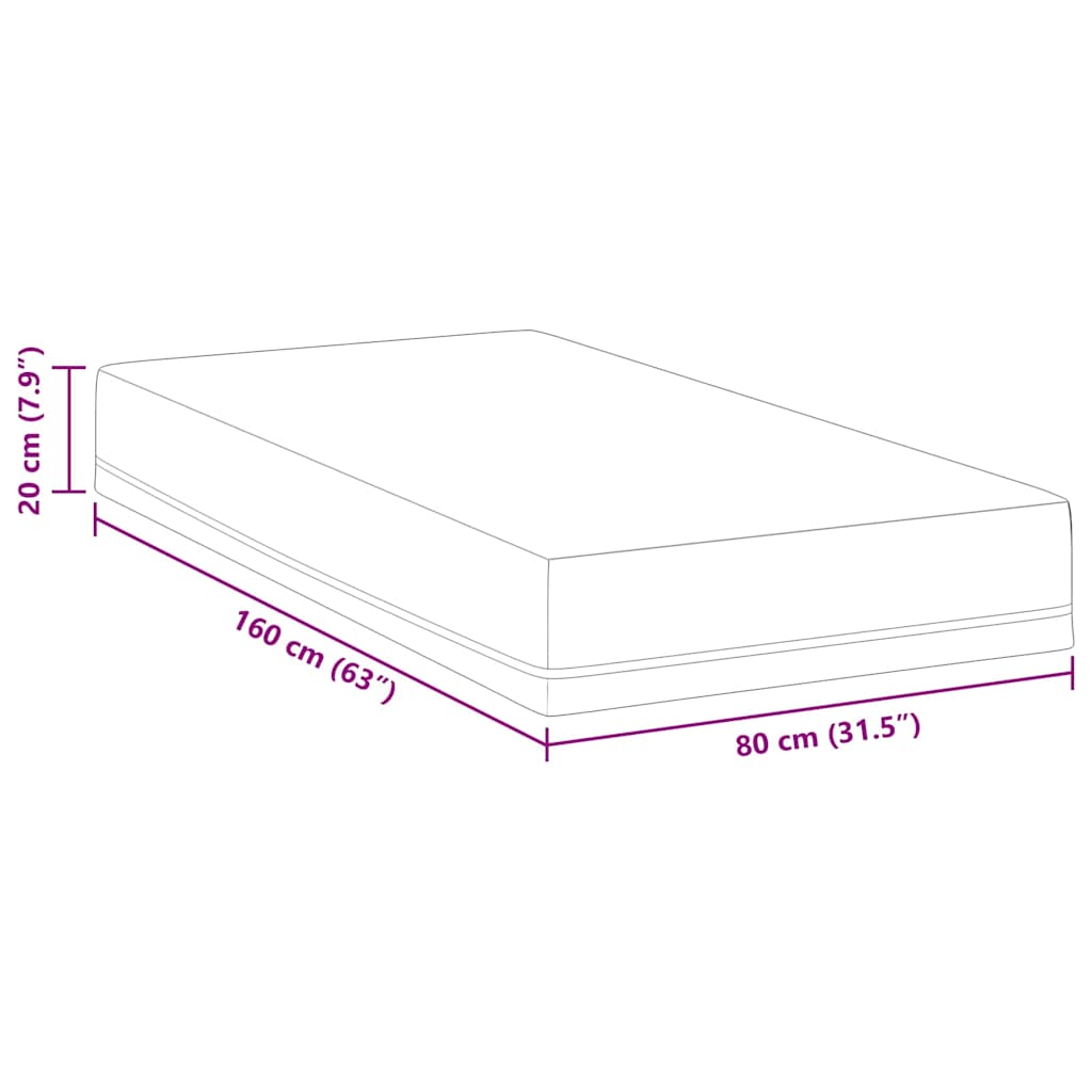 vidaXL Matras Wit, Blauw 80 x 160 cm Schuim