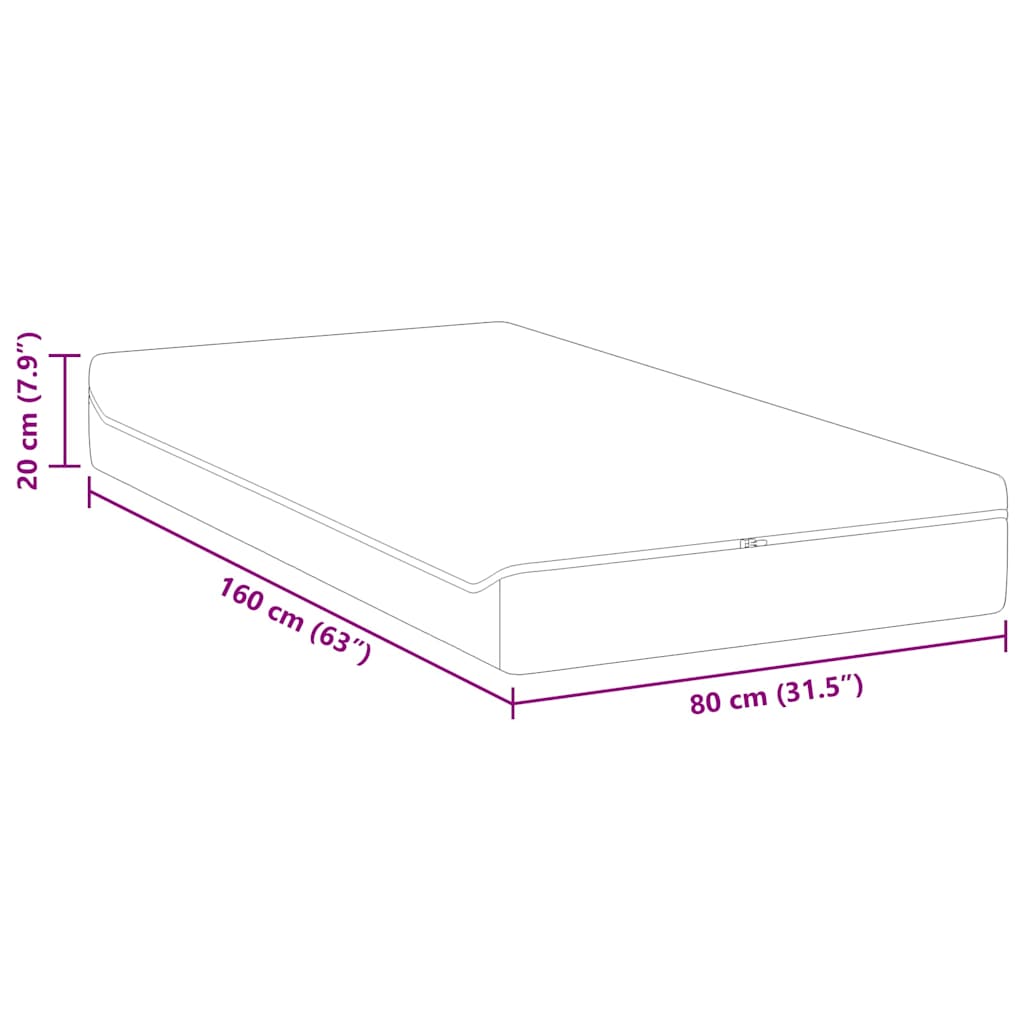 vidaXL Matras Wit, Grijs 80 x 160 cm Schuim