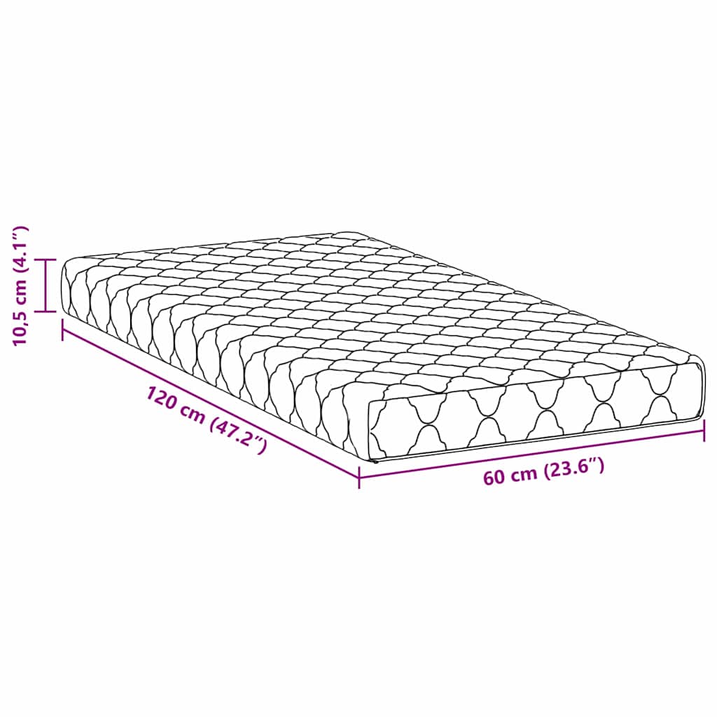 vidaXL Matras Wit 120 x 60 cm Schuim