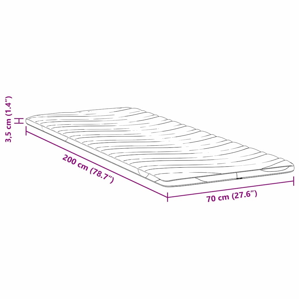 vidaXL Matraspads Wit 70 x 200 cm Niet-plakkende polyester