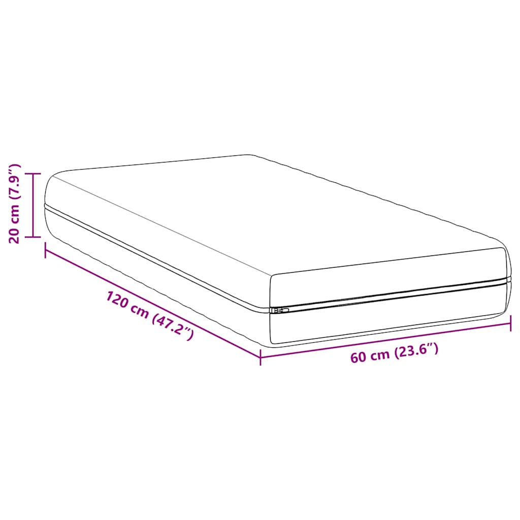 vidaXL Matras Wit 60 x 120 cm Polyester