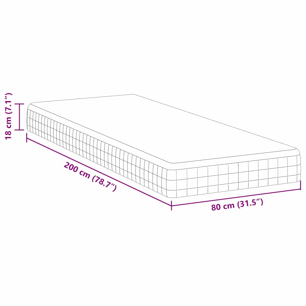 vidaXL Matras Wit, Grijs 70 x 200 cm Gebreide stof