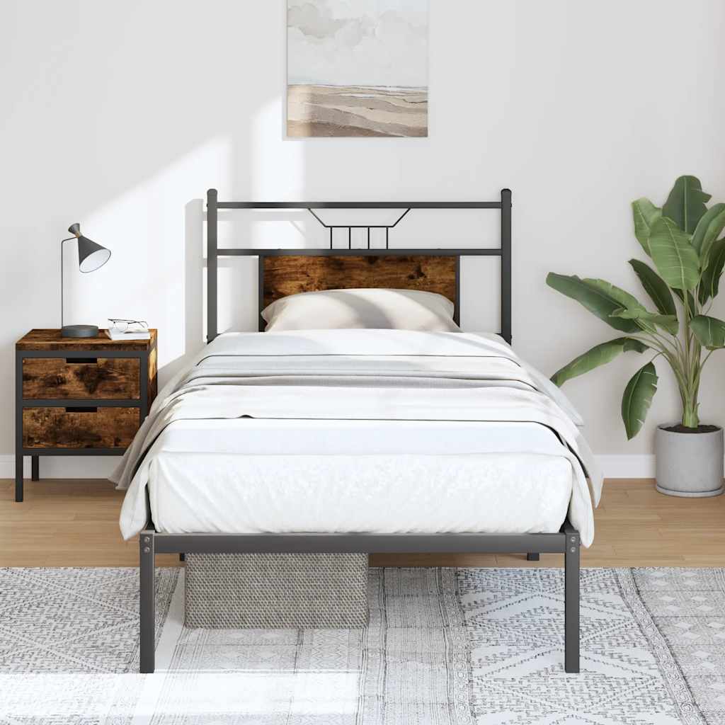 vidaXL Bedframe zonder matras hout gerookt eikenkleurig 120x190 cm