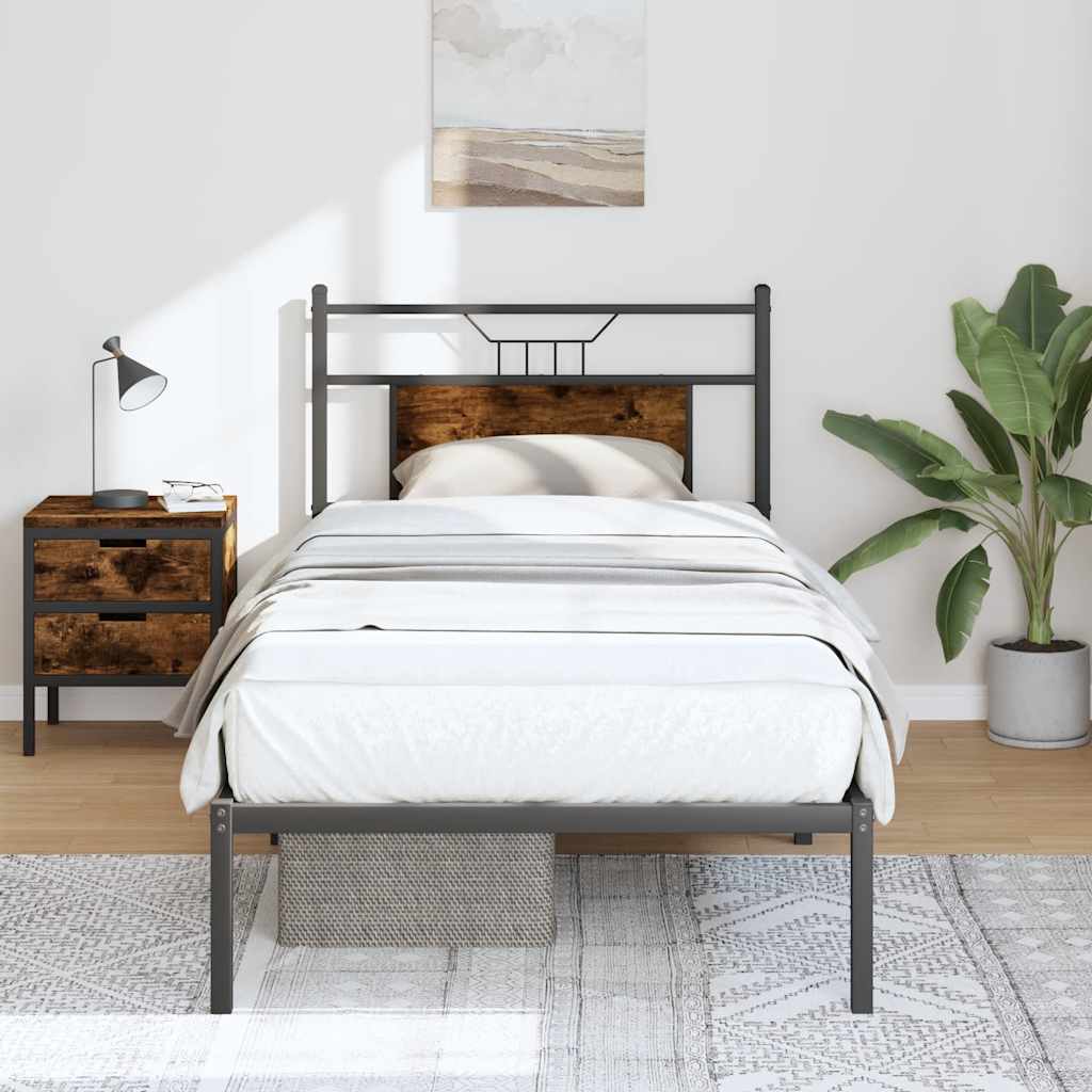 vidaXL Bedframe zonder matras hout gerookt eikenkleurig 120x190 cm