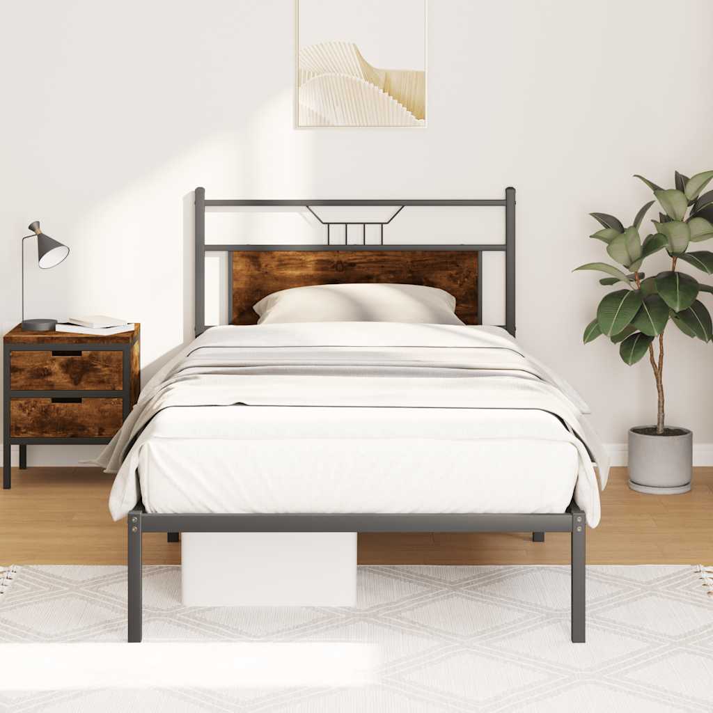 vidaXL Bedframe zonder matras hout gerookt eikenkleurig 120x190 cm