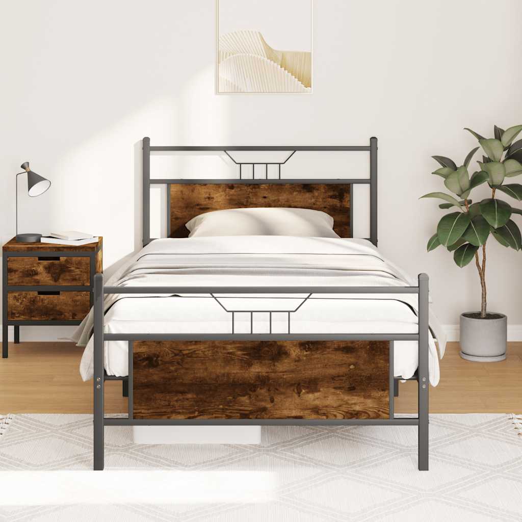 vidaXL Bedframe zonder matras hout gerookt eikenkleurig 120x190 cm
