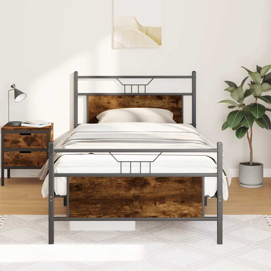 vidaXL Bedframe zonder matras hout gerookt eikenkleurig 120x190 cm