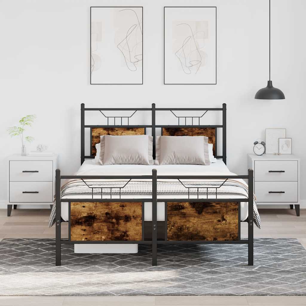 vidaXL Bedframe zonder matras hout gerookt eikenkleurig 120x190 cm