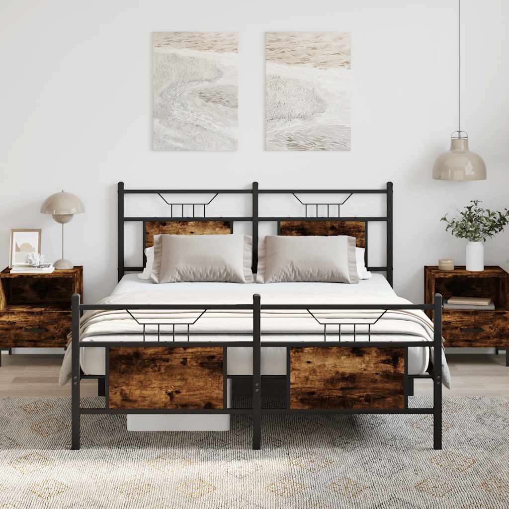 vidaXL Bedframe zonder matras hout gerookt eikenkleurig 120x190 cm
