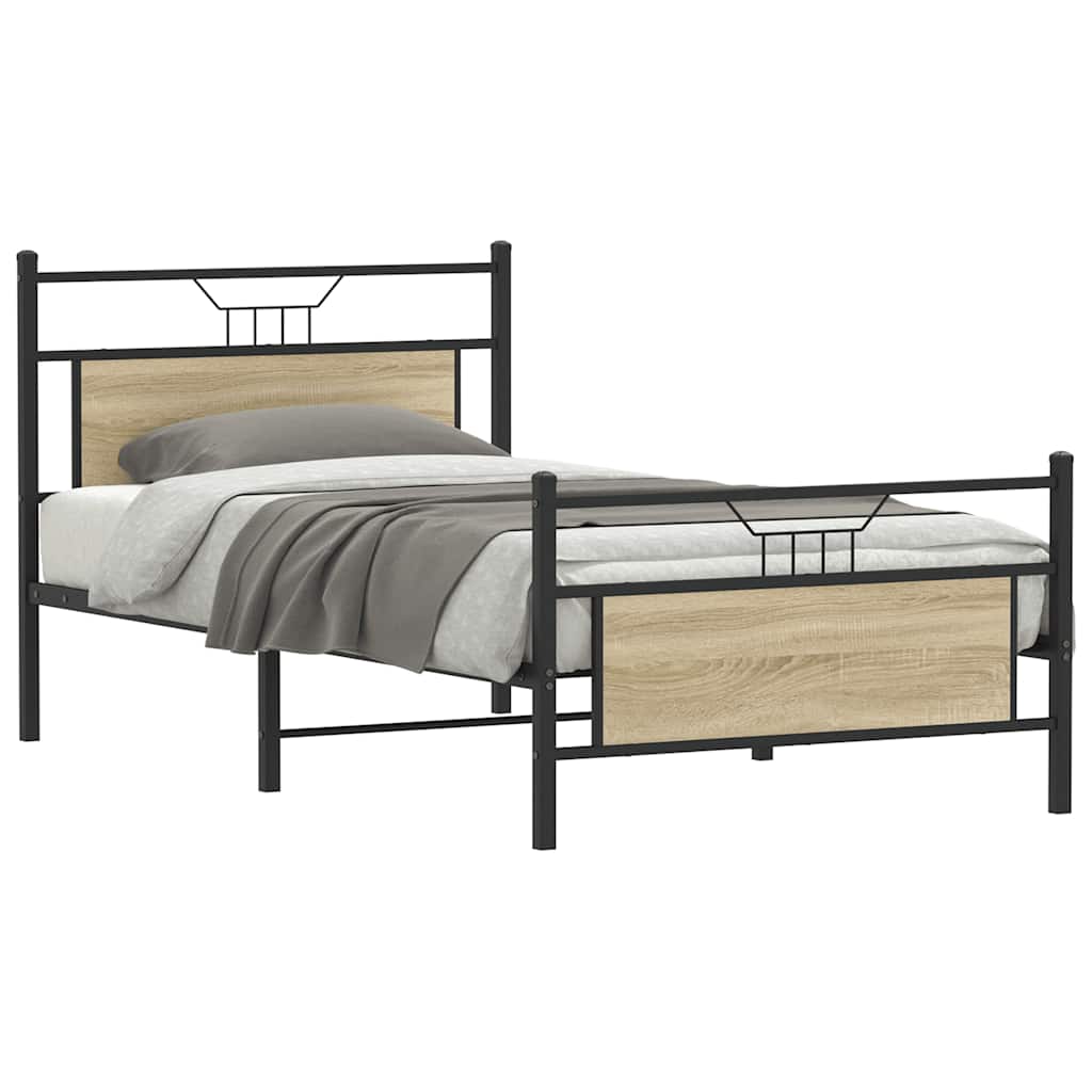 vidaXL Bedframe zonder matras hout gerookt eikenkleurig 120x190 cm