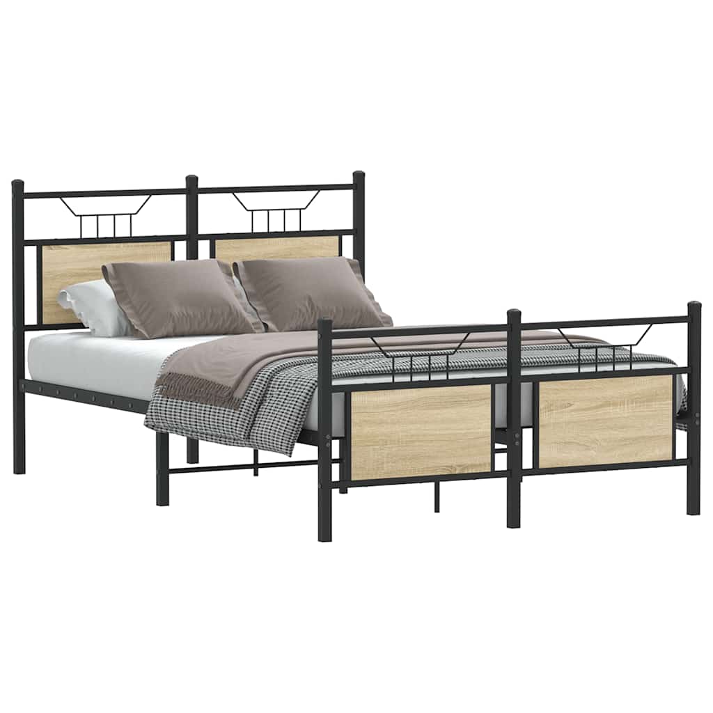 vidaXL Bedframe zonder matras hout gerookt eikenkleurig 120x190 cm