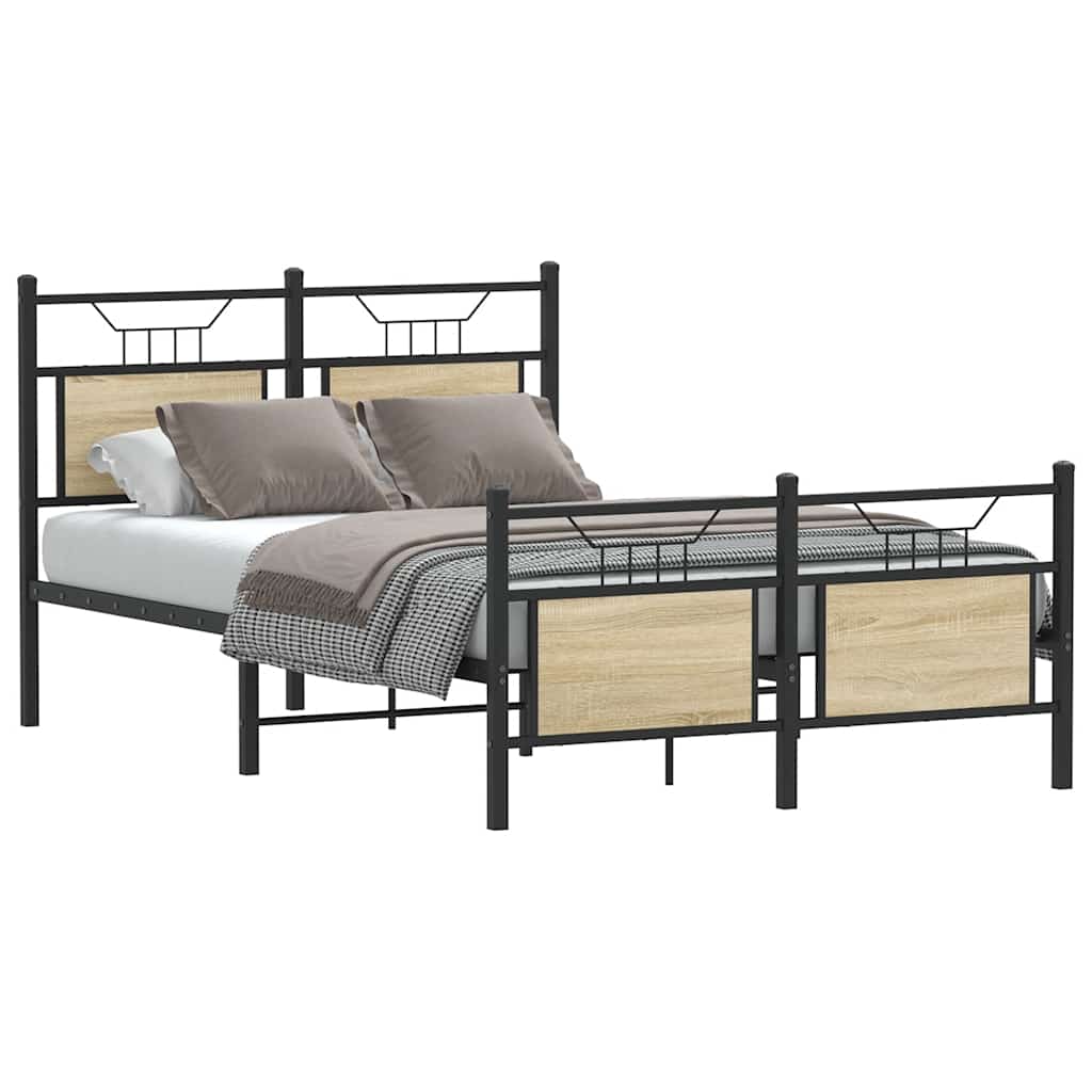 vidaXL Bedframe zonder matras hout gerookt eikenkleurig 120x190 cm