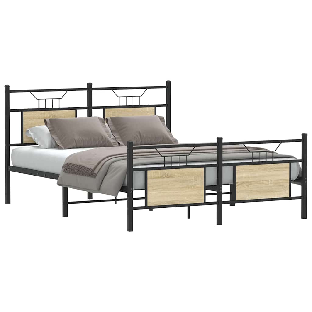 vidaXL Bedframe zonder matras hout gerookt eikenkleurig 120x190 cm