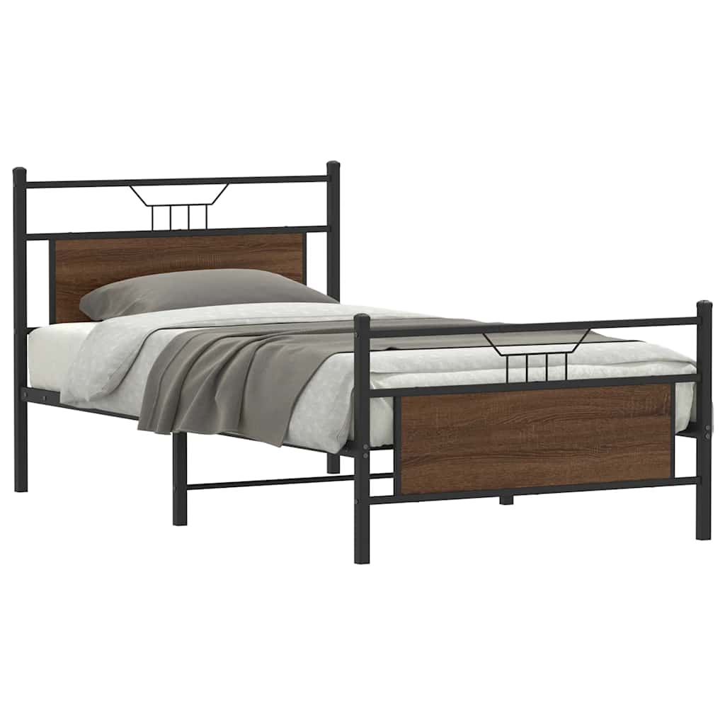 vidaXL Bedframe zonder matras hout gerookt eikenkleurig 120x190 cm