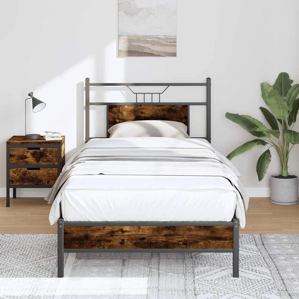vidaXL Bedframe zonder matras hout gerookt eikenkleurig 120x190 cm