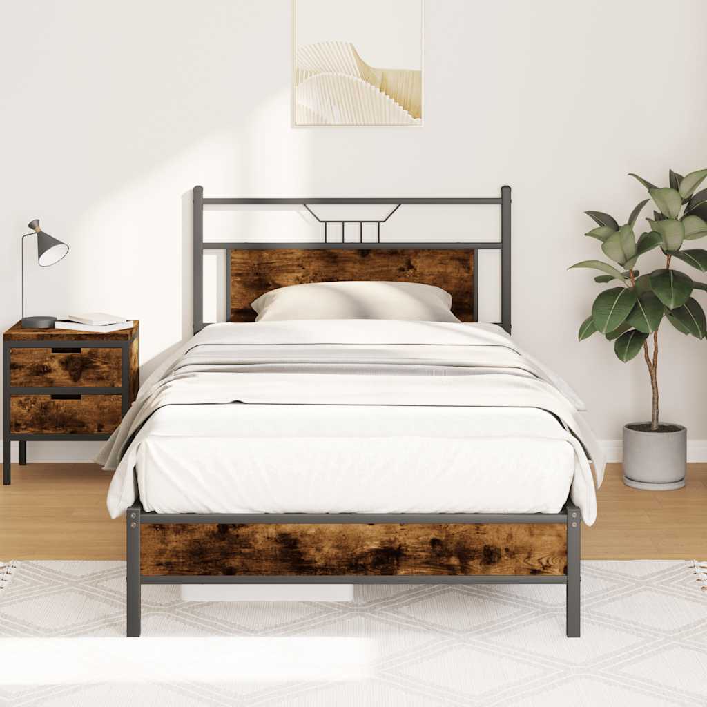 vidaXL Bedframe zonder matras hout gerookt eikenkleurig 120x190 cm