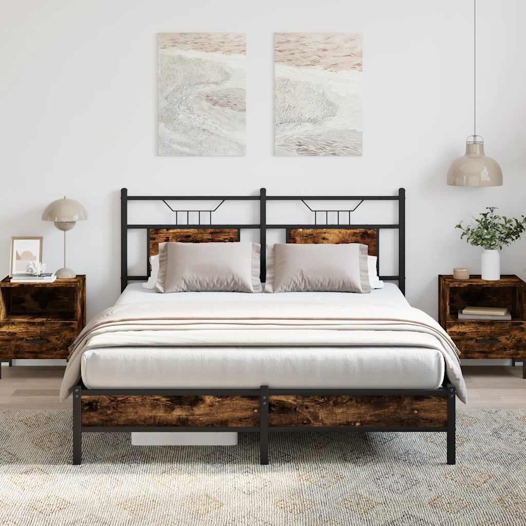 vidaXL Bedframe zonder matras hout gerookt eikenkleurig 120x190 cm