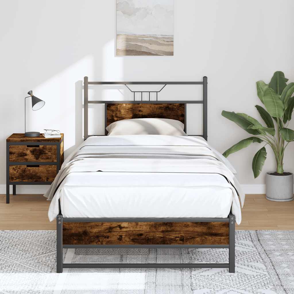 vidaXL Bedframe zonder matras hout gerookt eikenkleurig 120x190 cm