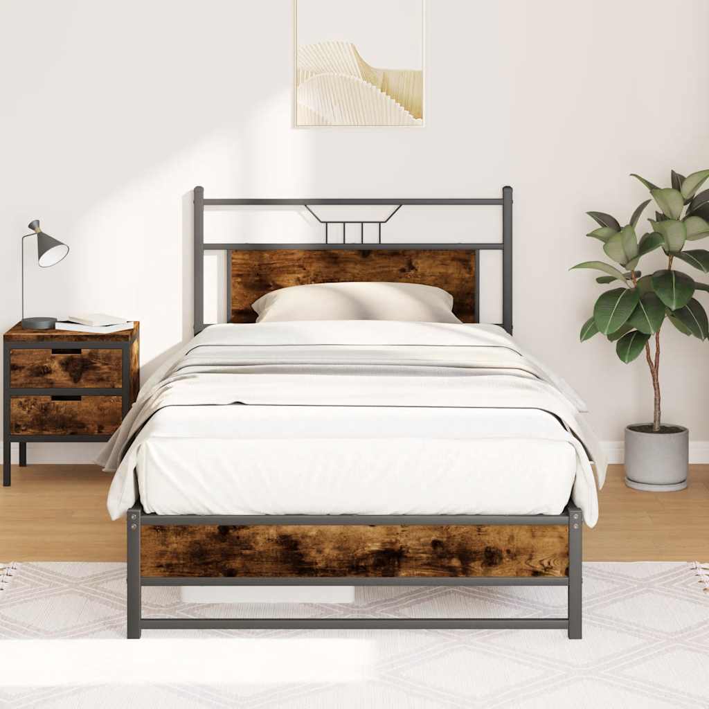 vidaXL Bedframe zonder matras hout gerookt eikenkleurig 120x190 cm