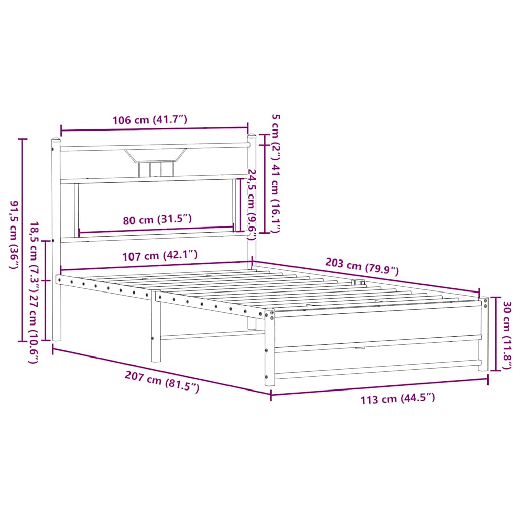 vidaXL Bedframe zonder matras hout gerookt eikenkleurig 120x190 cm
