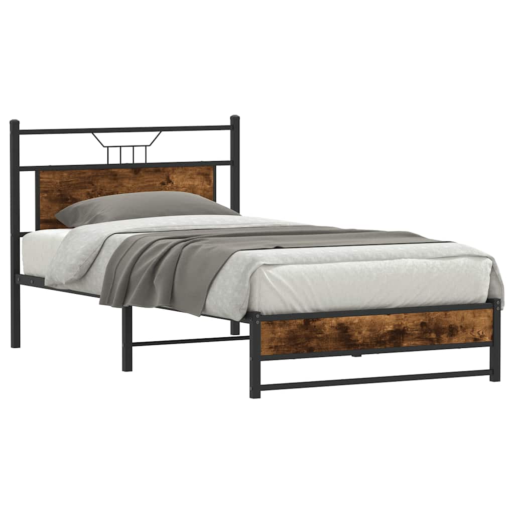 vidaXL Bedframe zonder matras hout gerookt eikenkleurig 120x190 cm