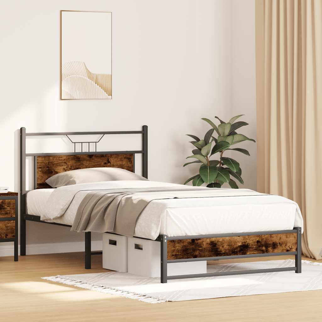 vidaXL Bedframe zonder matras hout gerookt eikenkleurig 120x190 cm