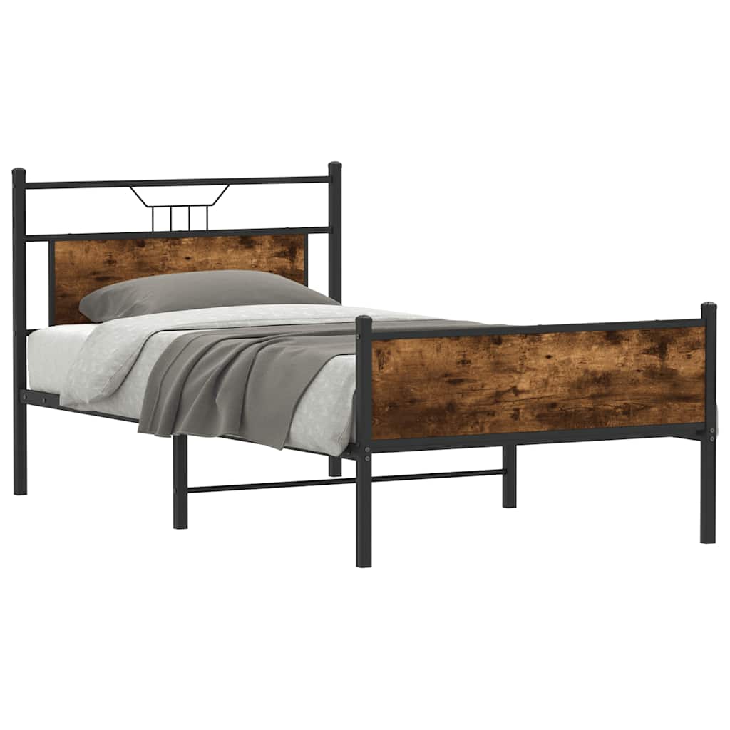 vidaXL Bedframe zonder matras hout gerookt eikenkleurig 120x190 cm