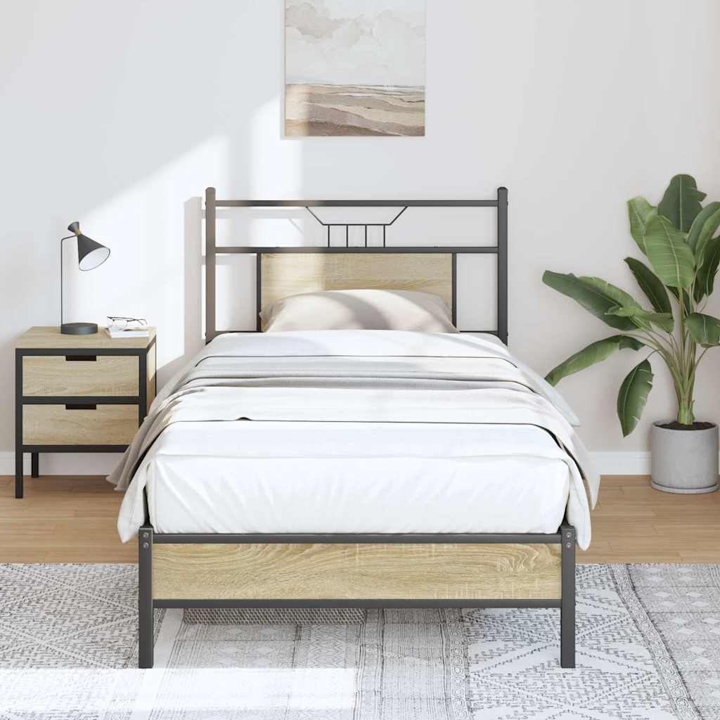 vidaXL Bedframe zonder matras hout gerookt eikenkleurig 120x190 cm