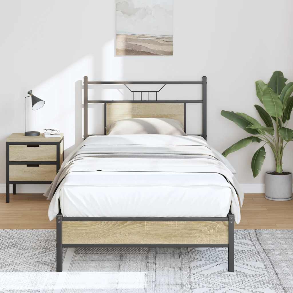 vidaXL Bedframe zonder matras hout gerookt eikenkleurig 120x190 cm