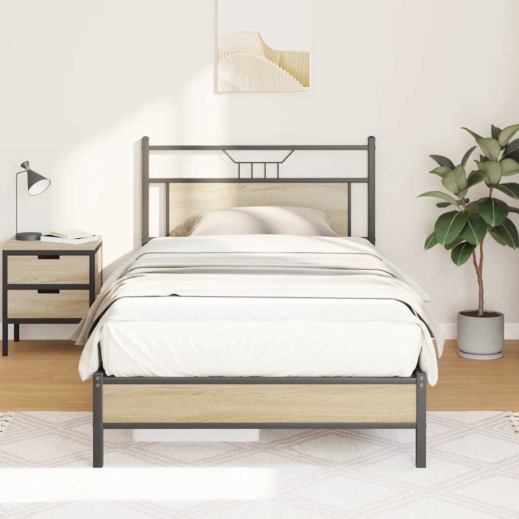 vidaXL Bedframe zonder matras hout gerookt eikenkleurig 120x190 cm