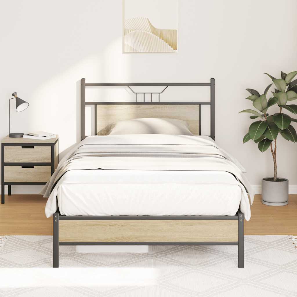 vidaXL Bedframe zonder matras hout gerookt eikenkleurig 120x190 cm
