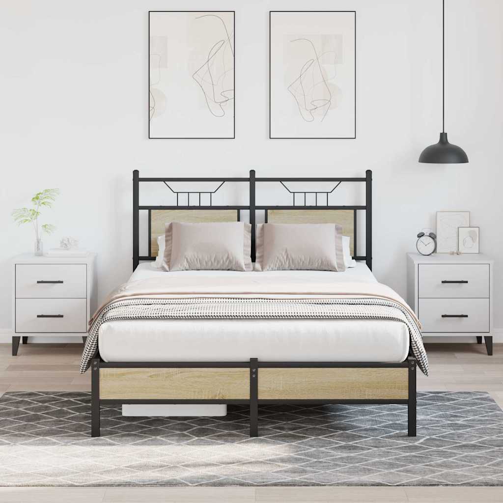 vidaXL Bedframe zonder matras hout gerookt eikenkleurig 120x190 cm