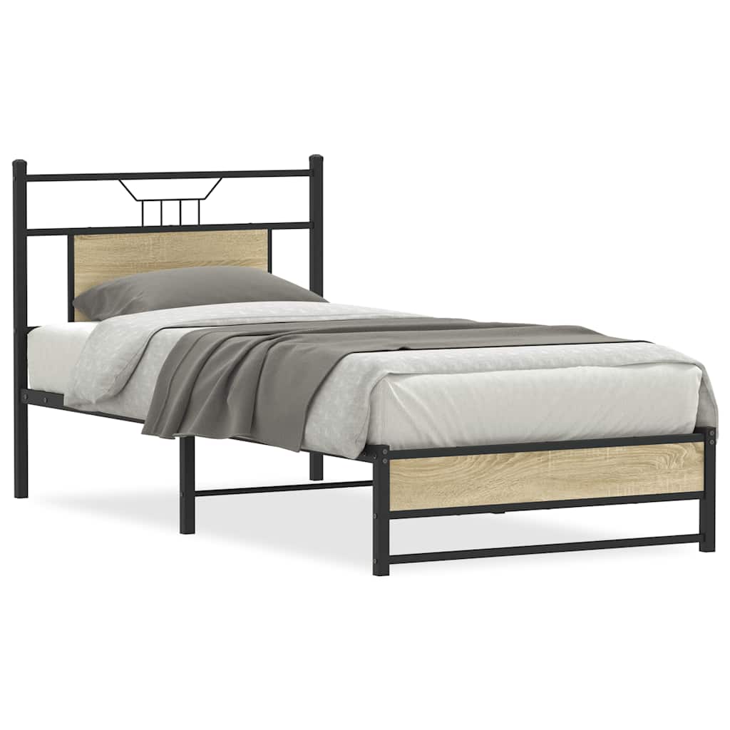 vidaXL Bedframe zonder matras hout gerookt eikenkleurig 120x190 cm