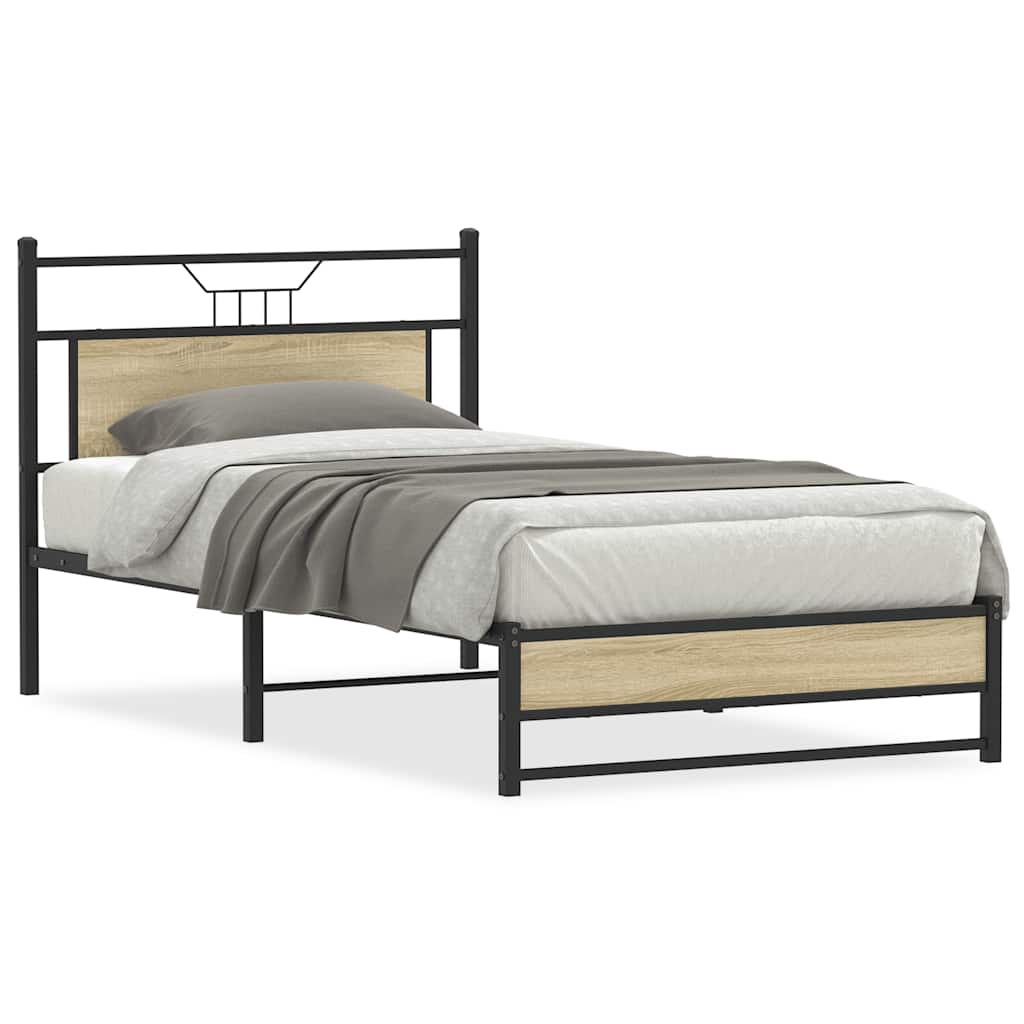 vidaXL Bedframe zonder matras hout gerookt eikenkleurig 120x190 cm