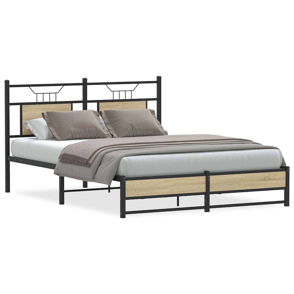 vidaXL Bedframe zonder matras hout gerookt eikenkleurig 120x190 cm