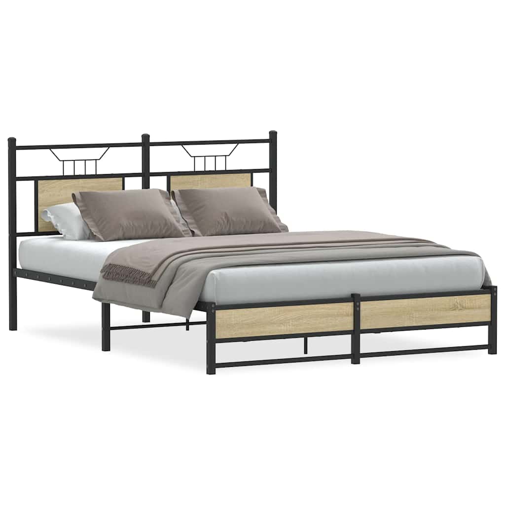 vidaXL Bedframe zonder matras hout gerookt eikenkleurig 120x190 cm