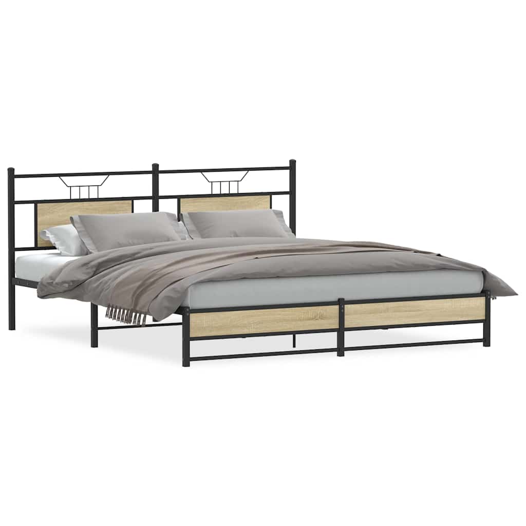 vidaXL Bedframe zonder matras hout gerookt eikenkleurig 120x190 cm