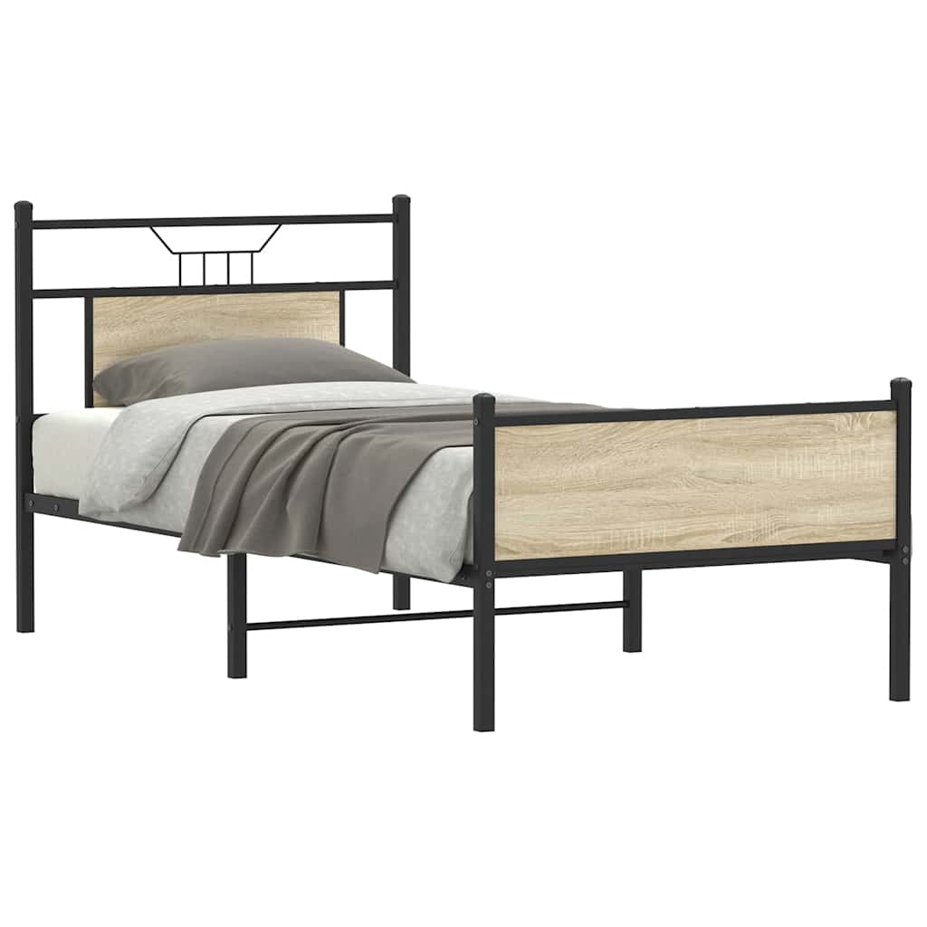 vidaXL Bedframe zonder matras hout gerookt eikenkleurig 120x190 cm