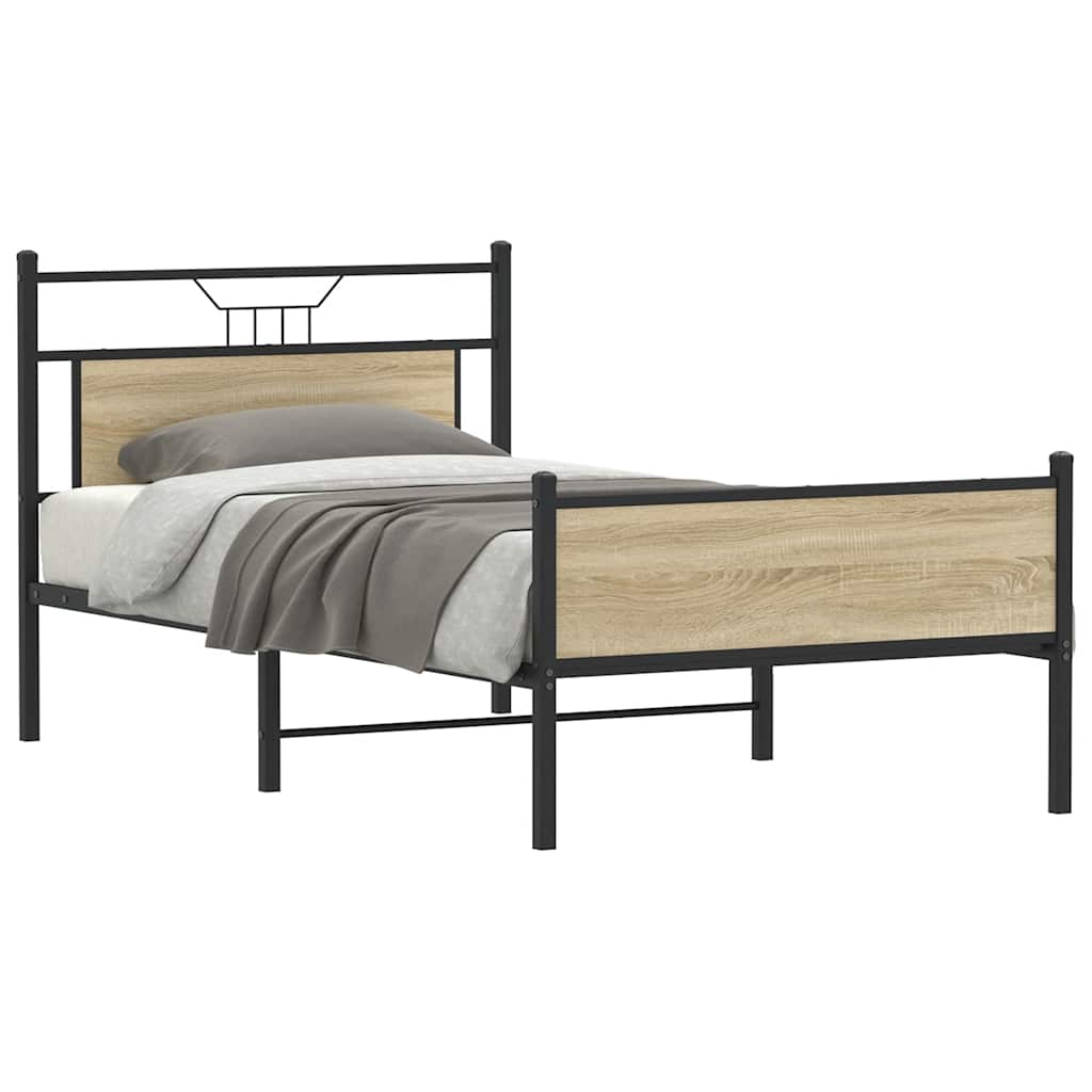 vidaXL Bedframe zonder matras hout gerookt eikenkleurig 120x190 cm