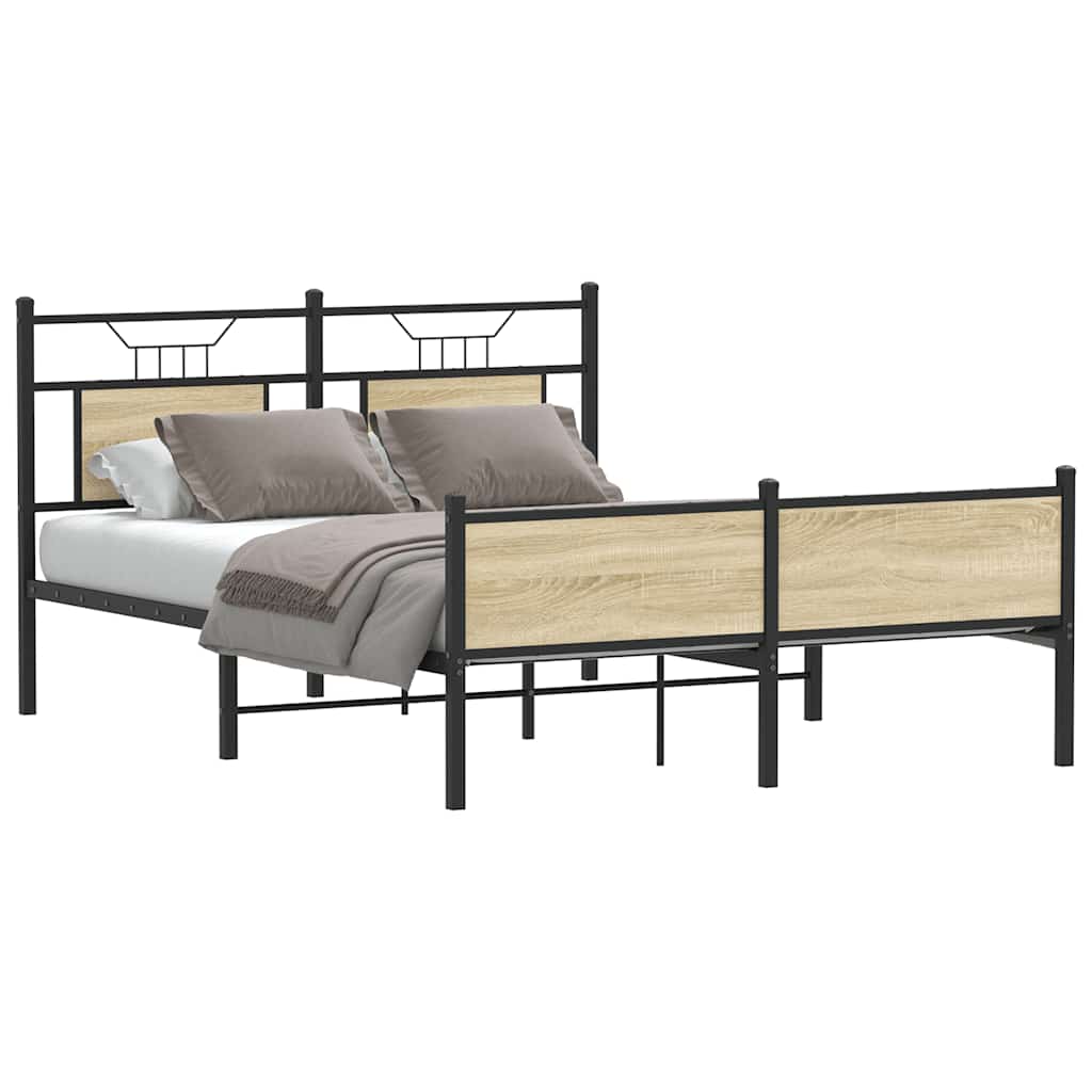 vidaXL Bedframe zonder matras hout gerookt eikenkleurig 120x190 cm