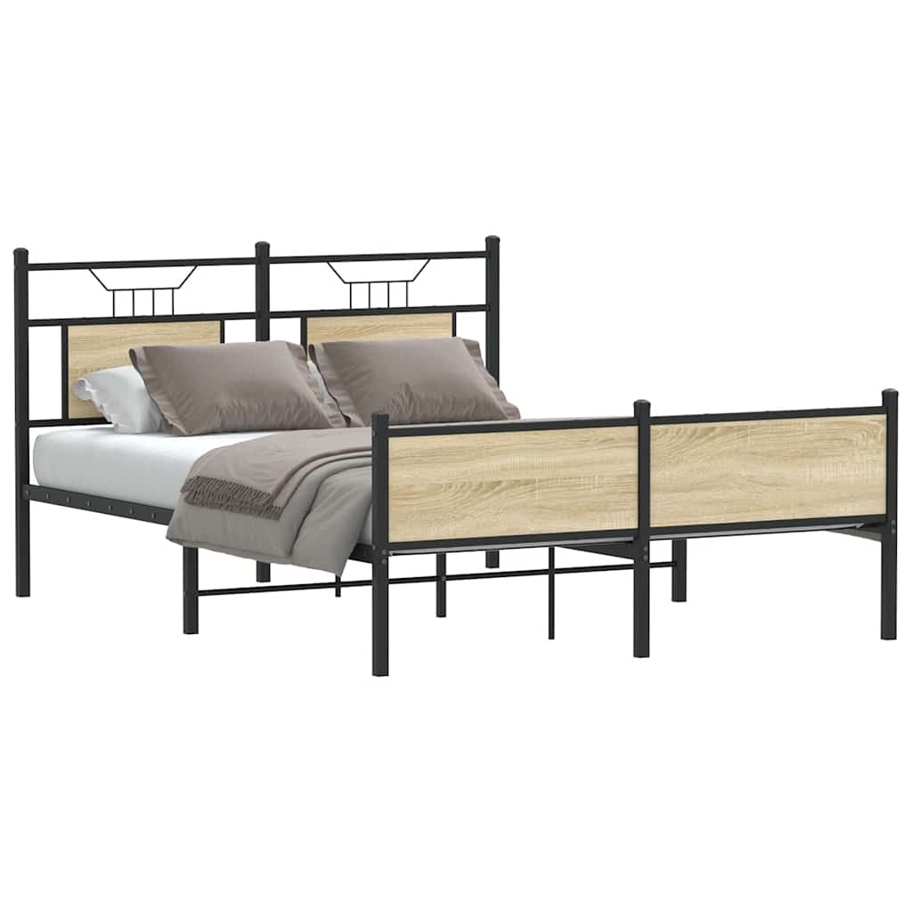 vidaXL Bedframe zonder matras hout gerookt eikenkleurig 120x190 cm