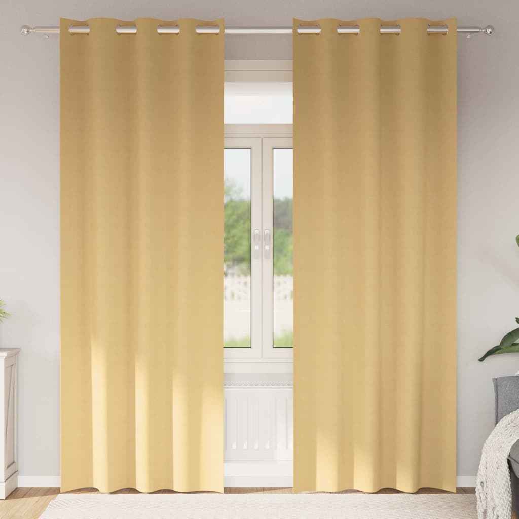 vidaXL Gordijnen met gordijnen 2 pcs Beige 140 x 140 cm Polyester