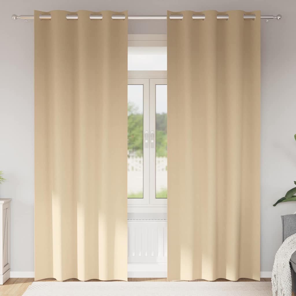 vidaXL Gordijnen met gordijnen 2 pcs Beige 140 x 140 cm Polyester