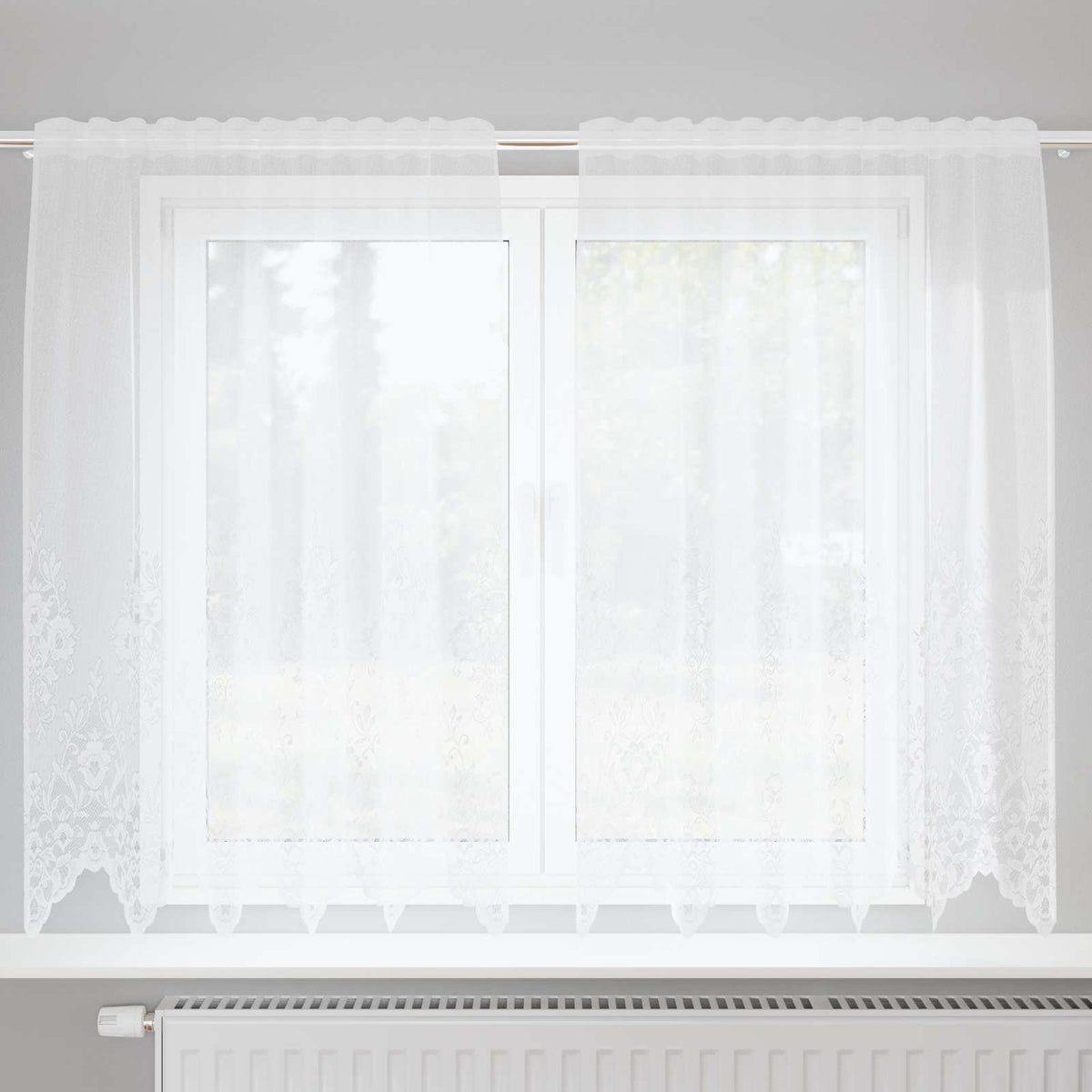 vidaXL Gordijnen met gordijnen Bloemen Wit Polyester