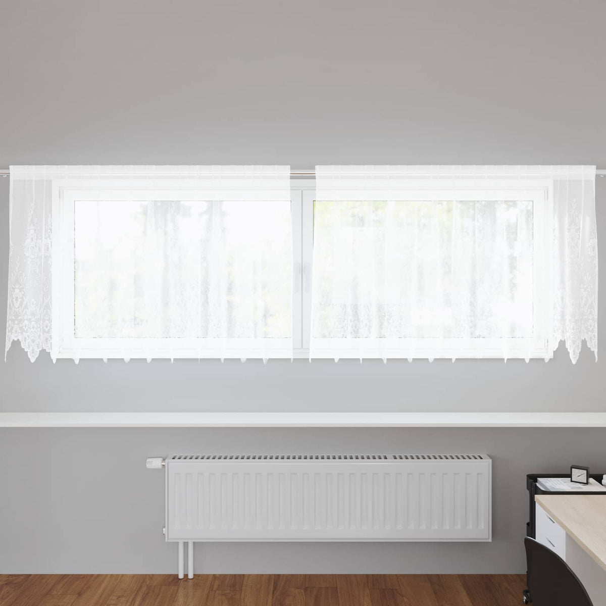 vidaXL Gordijnen met gordijnen Bloemen Wit Polyester
