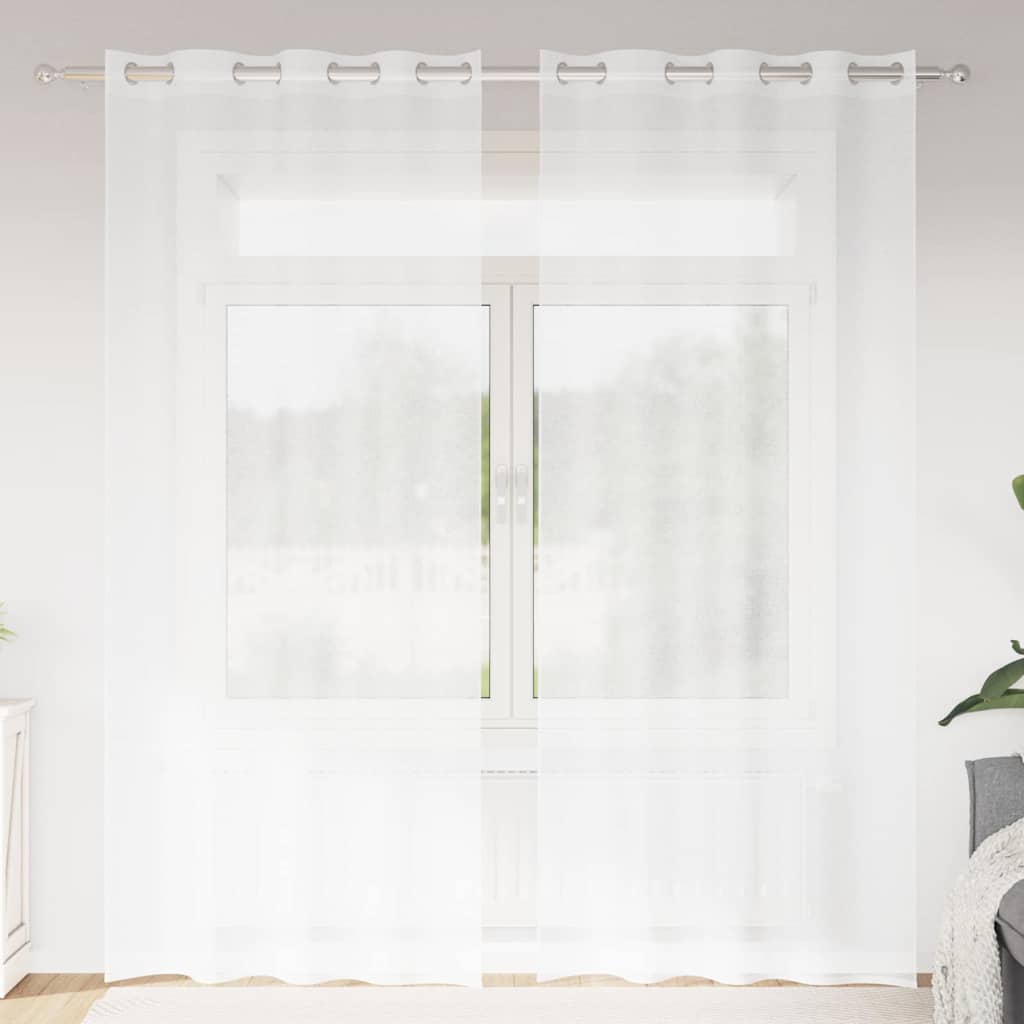 vidaXL Gordijnen met gordijnen 2 pcs Wit 140 x 140 cm Polyester