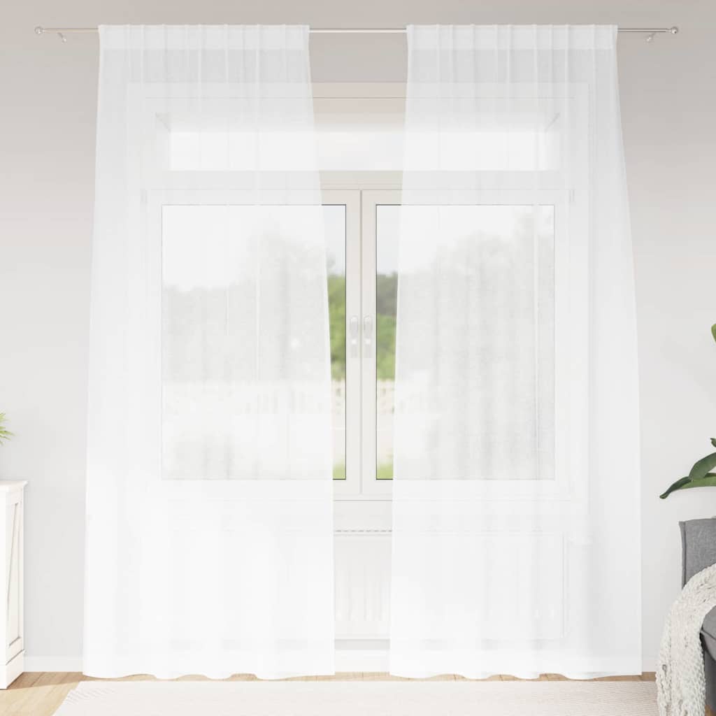 vidaXL Gordijnen met gordijnen 2 pcs Wit 140 x 140 cm Polyester