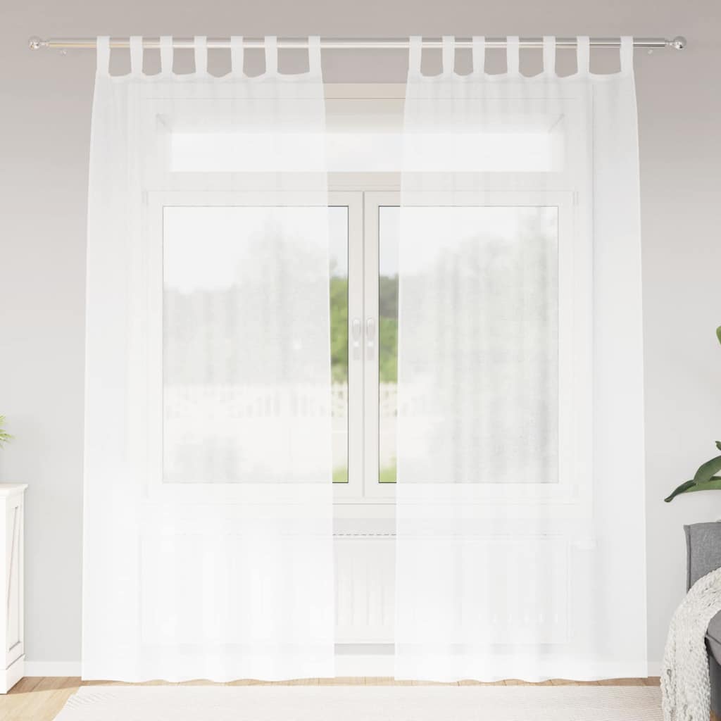vidaXL Gordijnen met gordijnen 2 pcs Wit 140 x 140 cm Polyester