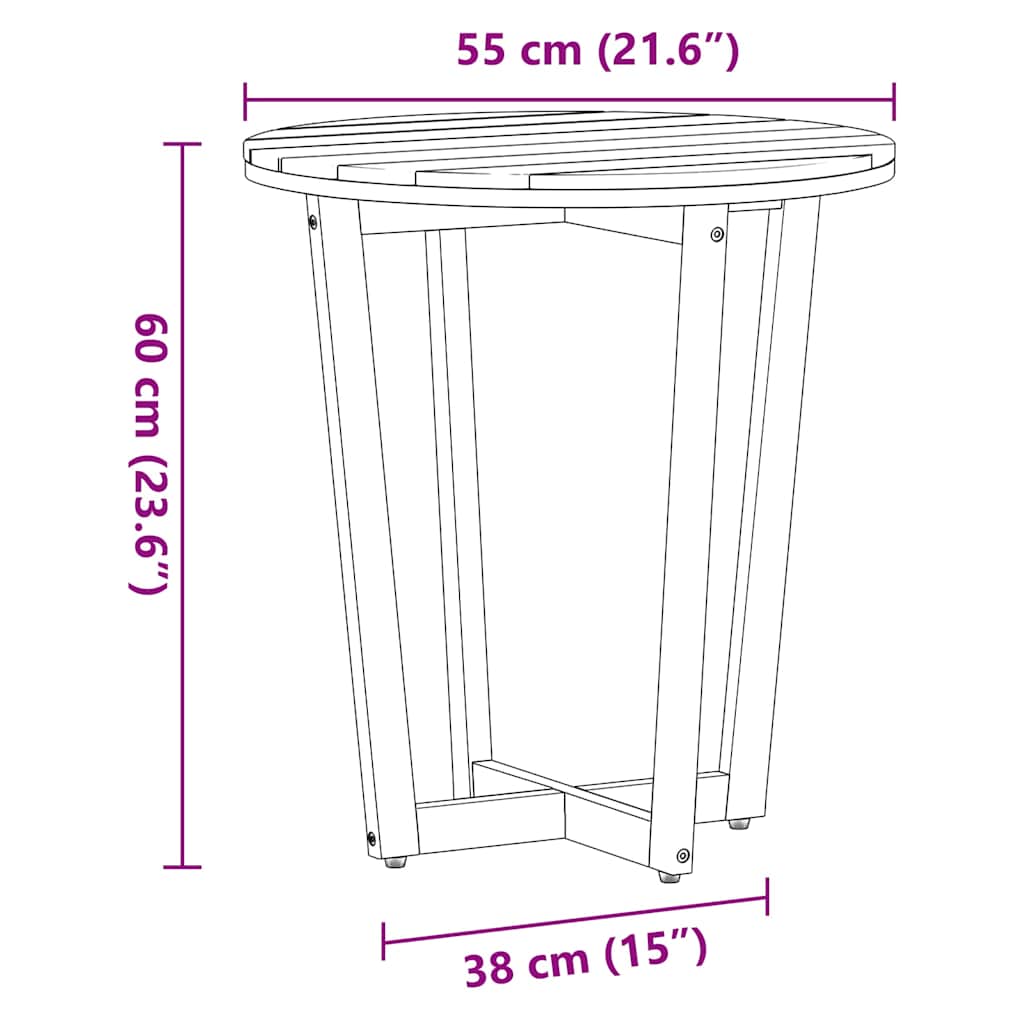 vidaXL Tuinbijzettafel rond Ø55x40 cm massief acaciahout