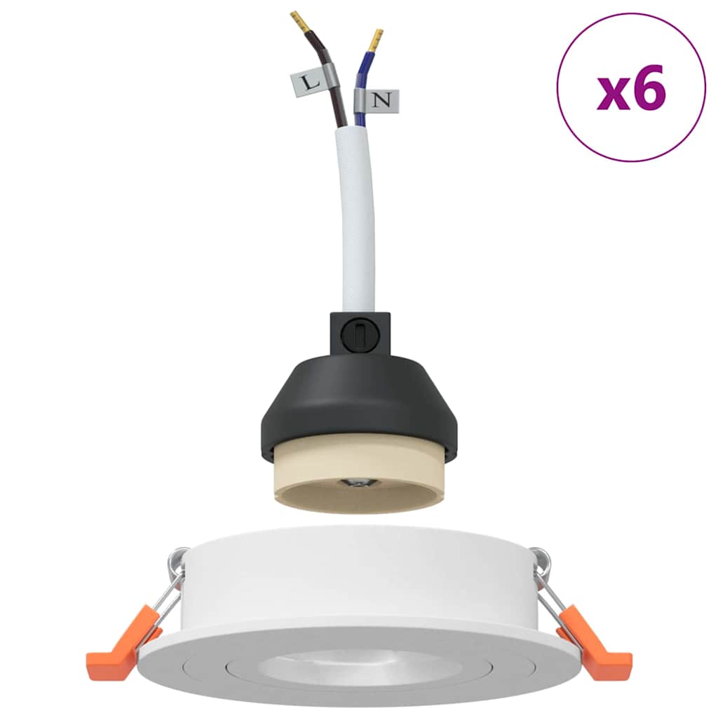 vidaXL Inbouwspots 6 stuks Rond GU10 Wit Ø91 mm